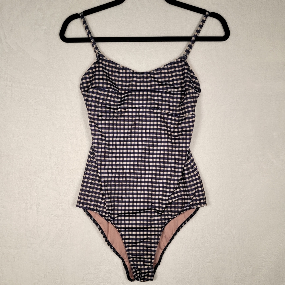 Seea Plaid One Piece Bathing Suit, Size L